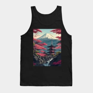 Serene Mount Fuji Sunset - Peaceful River Scenery Tank Top